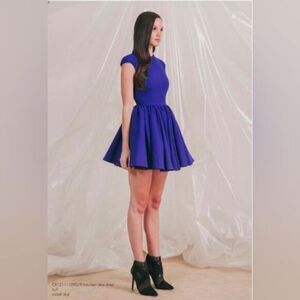 Cameo Cobalt Blue Mountain Dew Cap Sleeve Fit &‎ Flare Mini Party Dress Size S